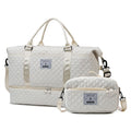 Large-Capacity Quilted Embroidered Thread Handle Crossbody Storage Travel Bag