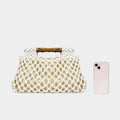 Hollow-out Bamboo-Section Handle Handwoven Small Square Bag