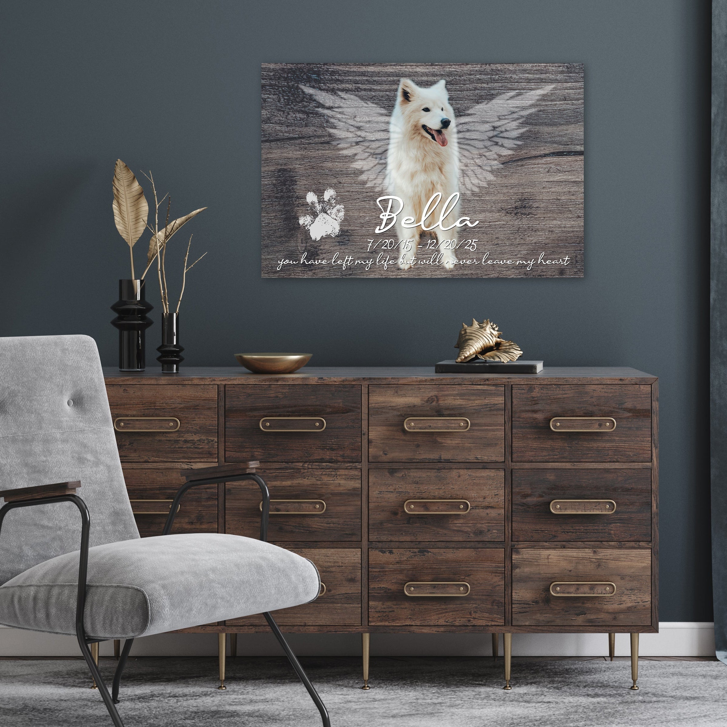 Personalized Dog Memorial Canvas with Paw Print