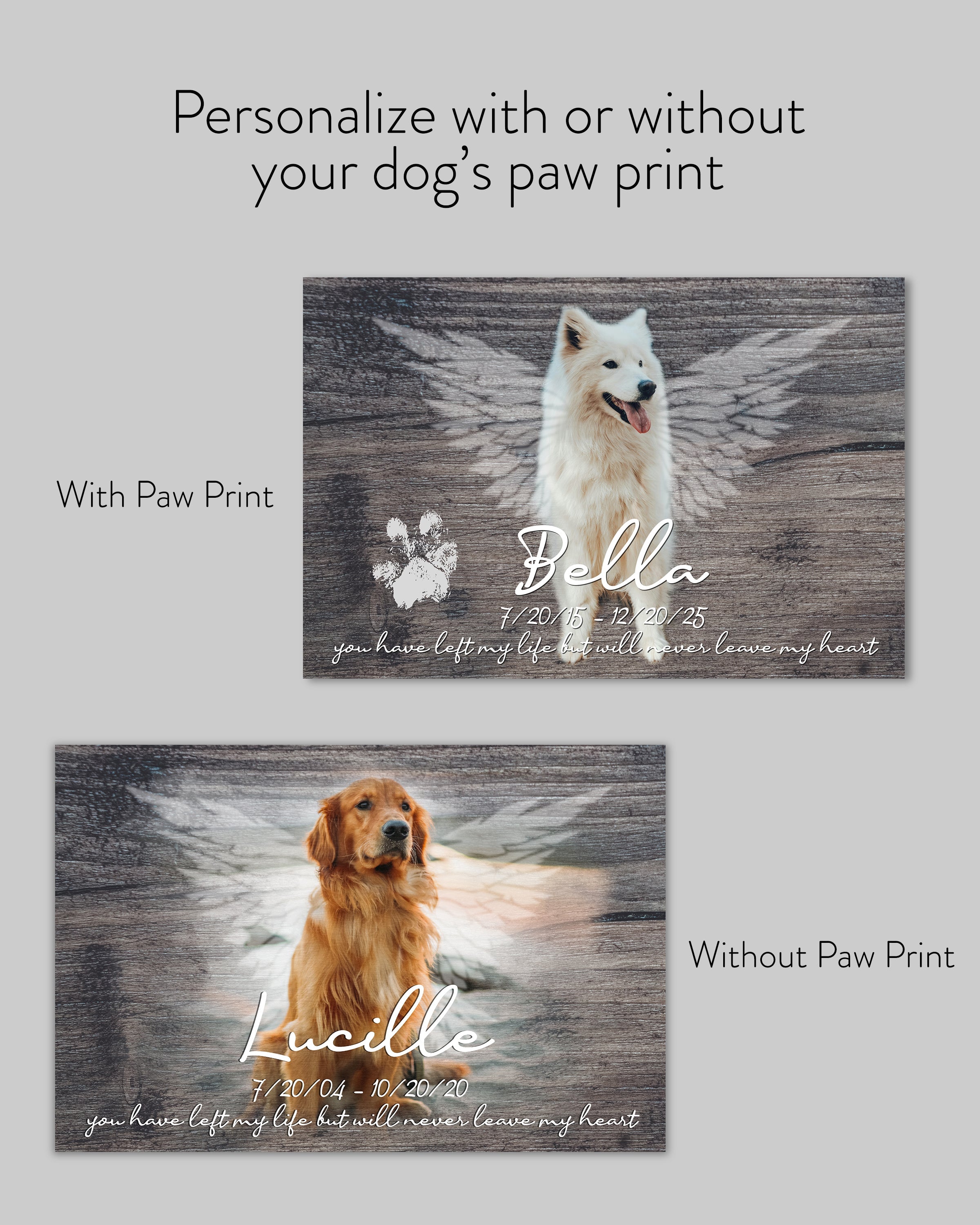 Personalized Dog Memorial Canvas with Paw Print