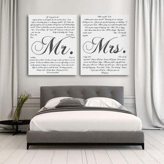 Mr. And Mrs. 2 Piece Canvas Second Anniversary Gift