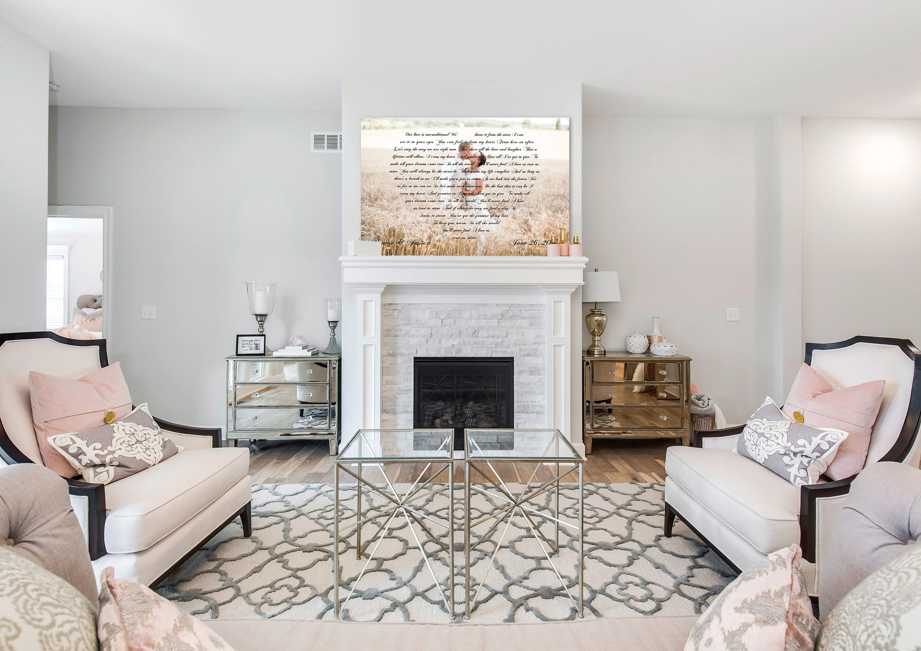 Wedding Vows On Canvas - Heart Shaped Vows