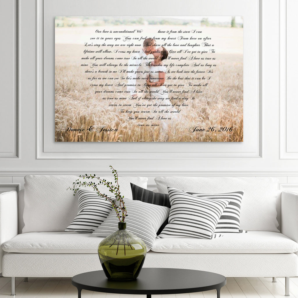 Wedding Vows On Canvas - Heart Shaped Vows