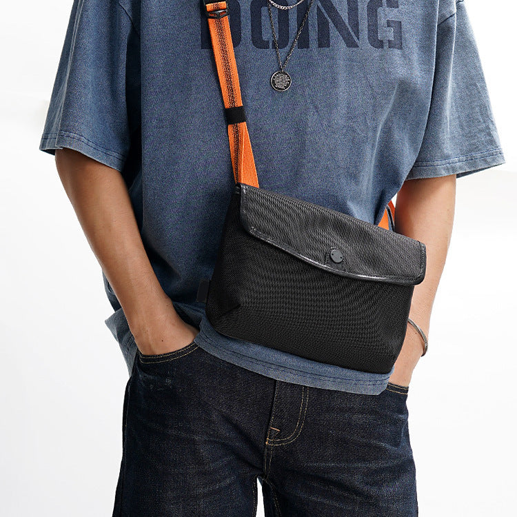 Contrast-Colored Portable Travel Crossbody Bag With Magnetic Closure Anti-Theft Ballistic Nylon Shoulder Bag