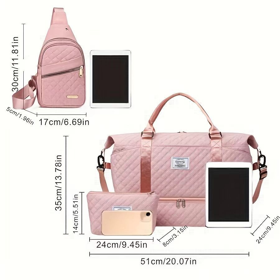 Women's Large-Capacity Travel Organizer Set Of Three Travel Duffel And Two Smaller Bags