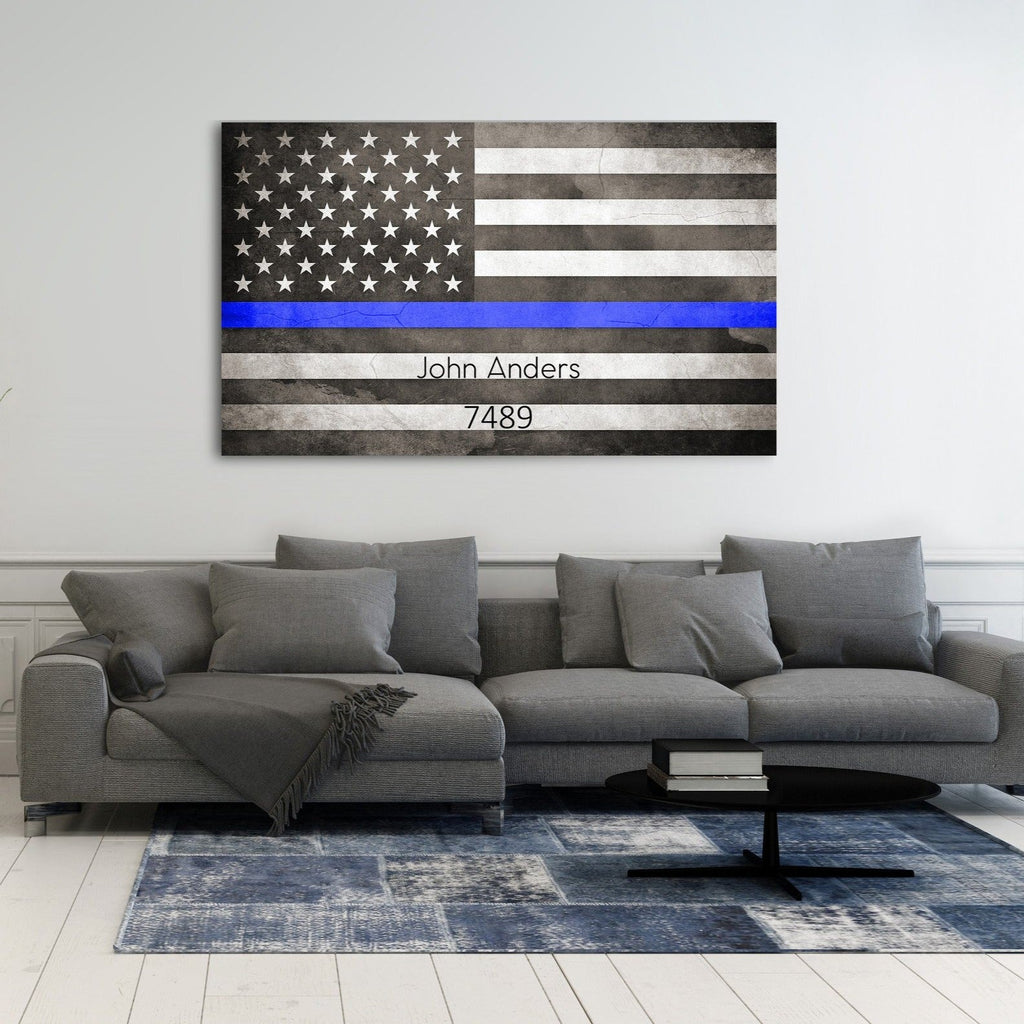 Thin Blue Line Flag - Personalized Canvas