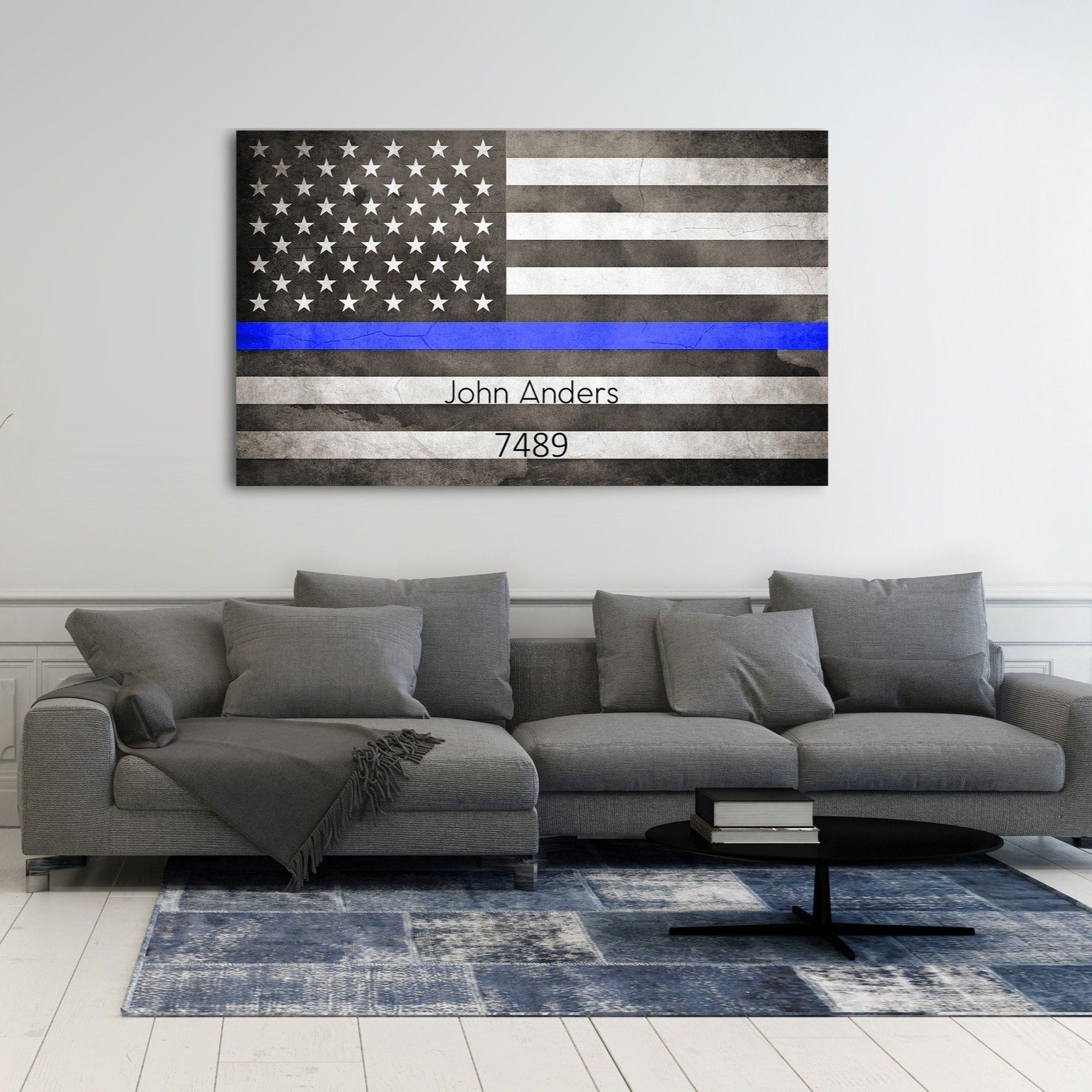 Thin Blue Line Flag - Personalized Canvas