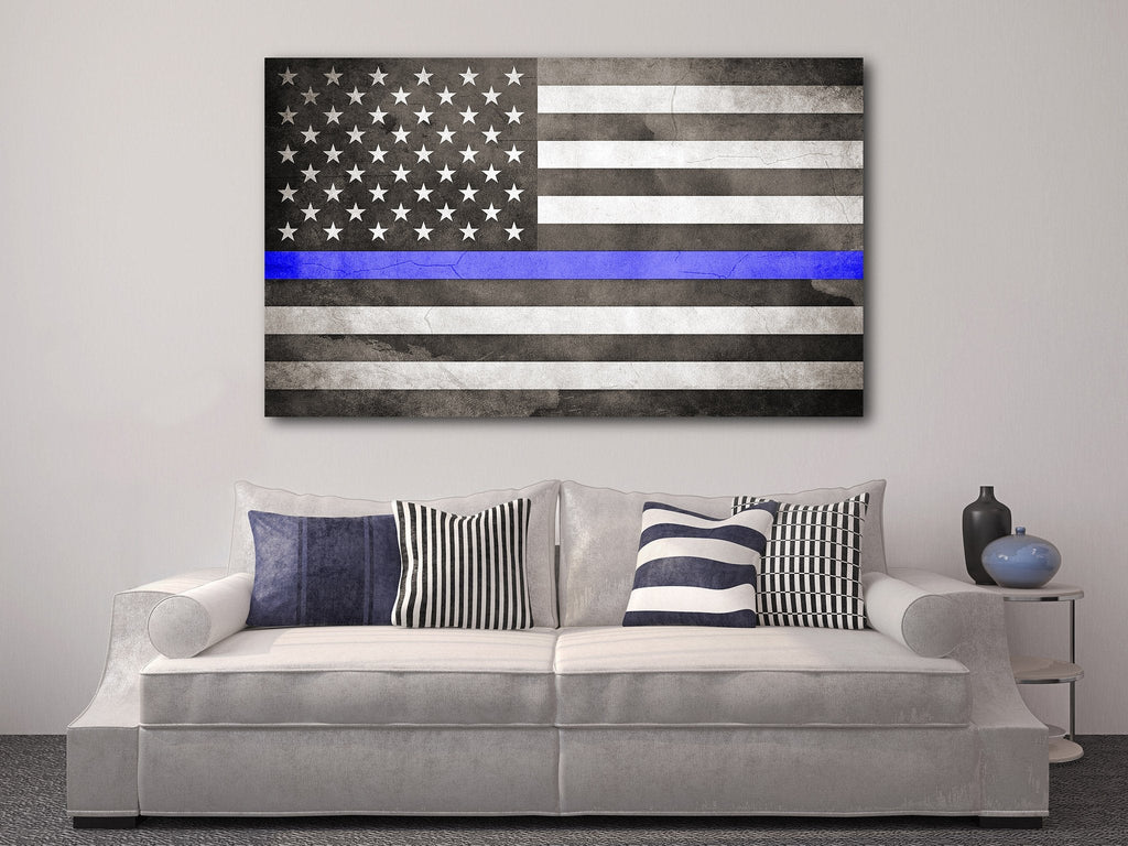 Thin Blue Line Flag - Personalized Canvas